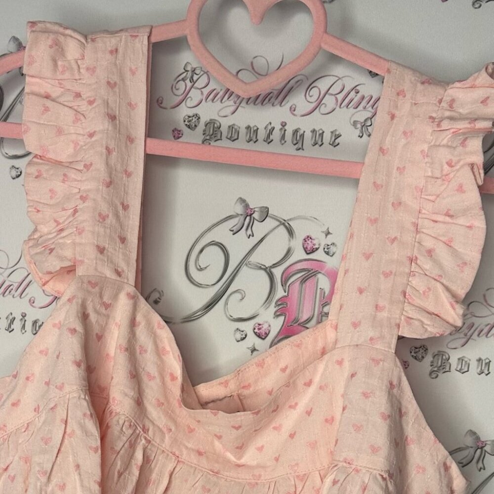 Maree maree tank top brand new with tags XL Pink Ruffled Crop Top hearts - Picture 2 of 8